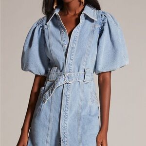 New Aureta Studios Denim Puff-Sleeve Dress size small